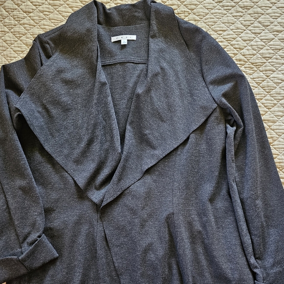 CaBi Gray Long Trench Style Ponte Knit Coat with Classic Professional LG NWOT - Picture 2 of 10